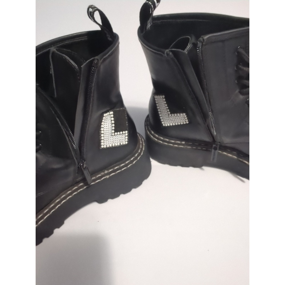 Karl Lagerfeld Paris Dixie Patch Combat Boots Sz 8 logo chunky biker festival - Picture 5 of 16